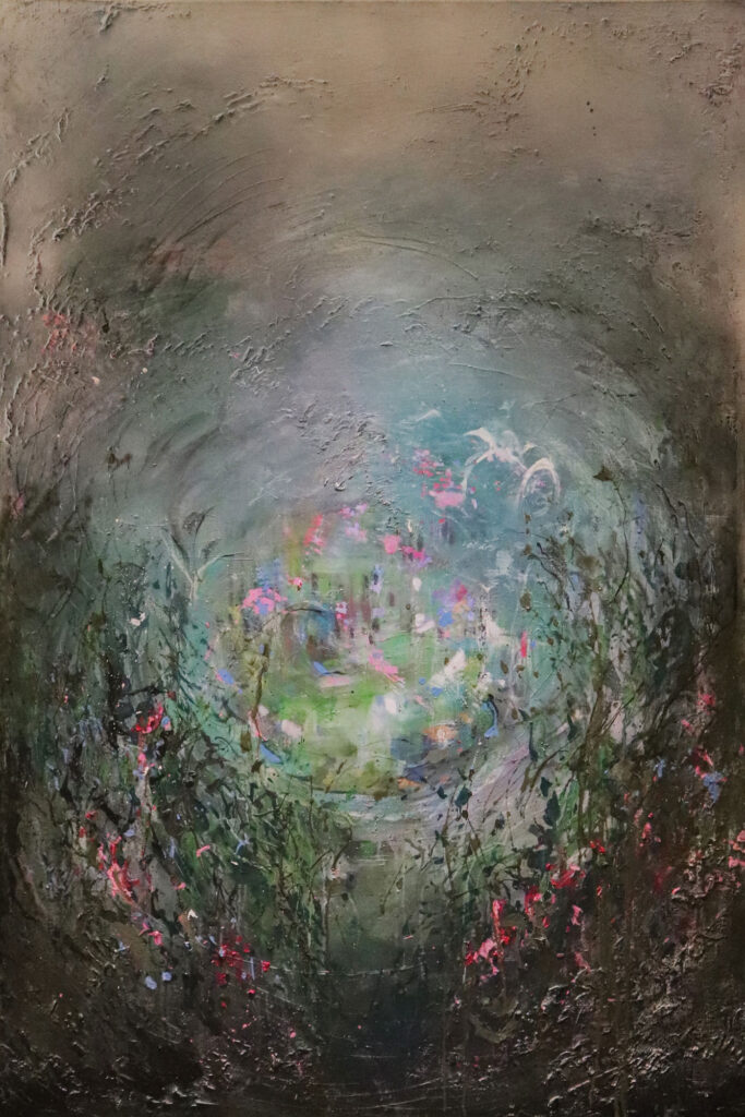 Dipinto Il giardino segreto "La pittura custodisce i segreti che le parole non sanno raccontare." Olio su tela, 150 x 100cm